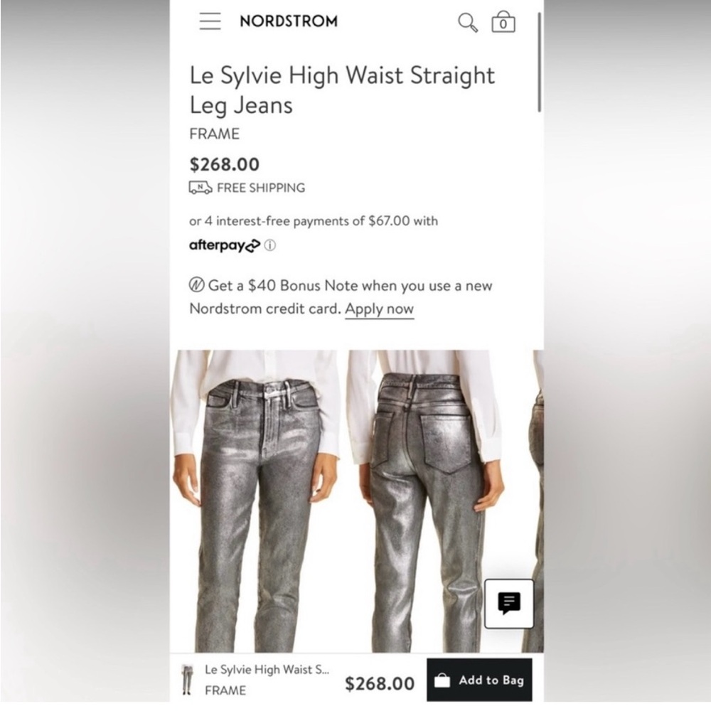 Frame Denim Metallic Silver Jeans - Picture 5 of 8